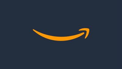 Amazon smile logo on squid ink background