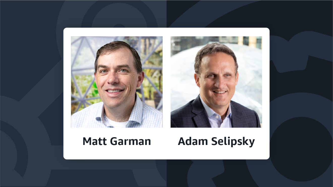 Portriate photos of AWS executives Matt Garman, left, and Adam Selipsky, right