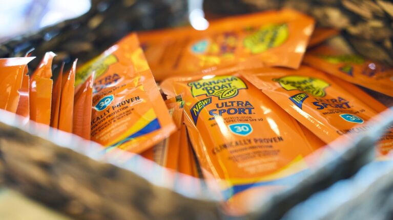 An image of a basket of Banana Boat sunscreen.