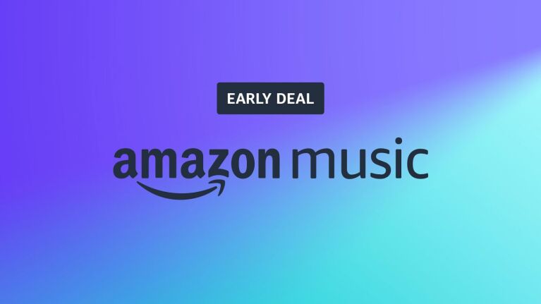 An image that is purple and blue with text that reads "early deals" and the Amazon Music logo is below.